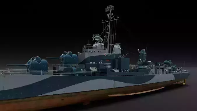 Destroyer Ship 3D Model 