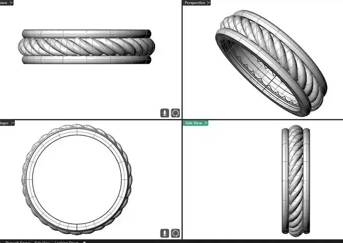 Mens twist wedding fashion band 3D print model