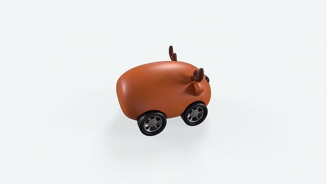 Cartoon Deer Car Cute Low-poly 3D model 4