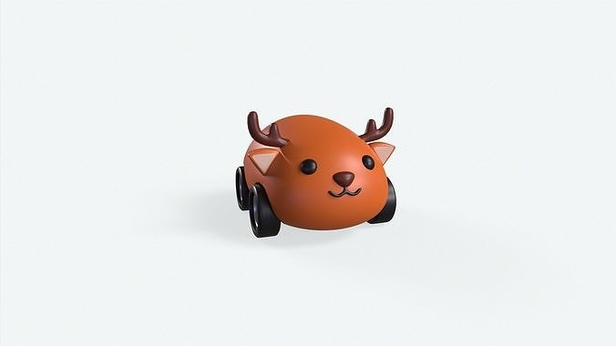 Cartoon Deer Car Cute Low-poly 3D model 5