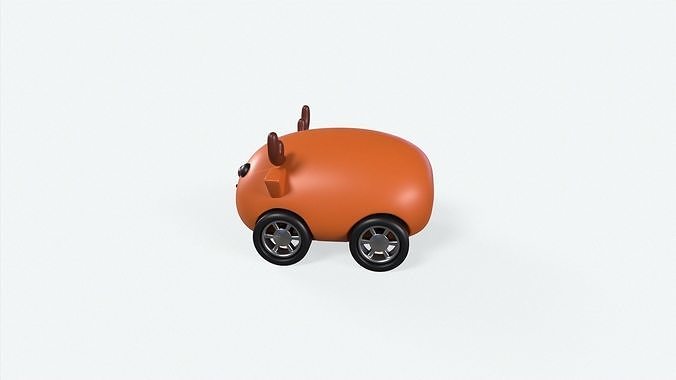 Cartoon Deer Car Cute Low-poly 3D model 2