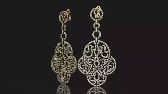 Luxury Designer Gold Round Diamond Earrings