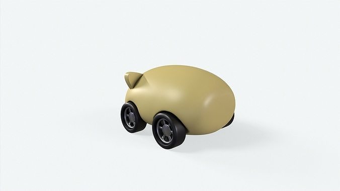 Cartoon Dog Car Cute Low-poly 3D model 4