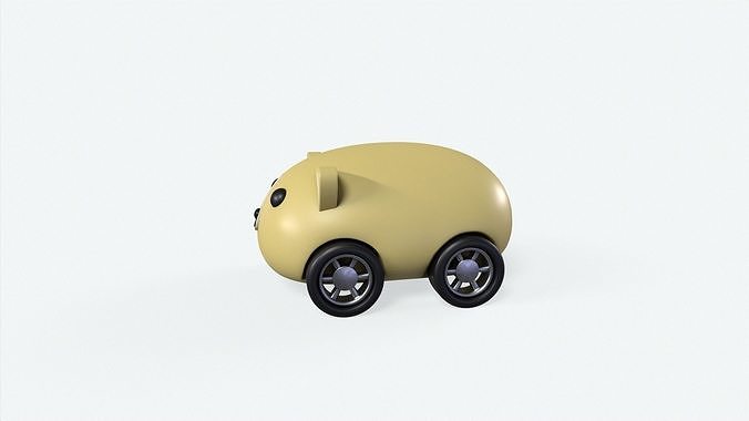Cartoon Dog Car Cute Low-poly 3D model 2