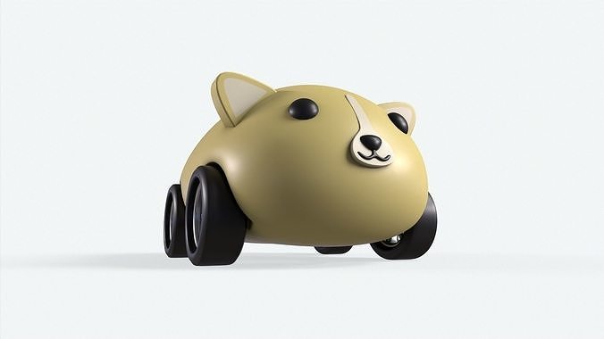 Cartoon Dog Car Cute Low-poly 3D model 7