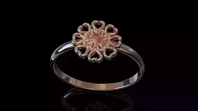 Heart Flower ring 3d printable 