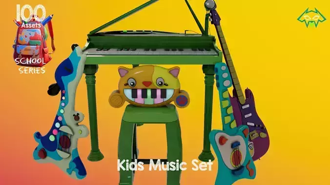 Kids Music Set - 100 Assets - School Series 3D model