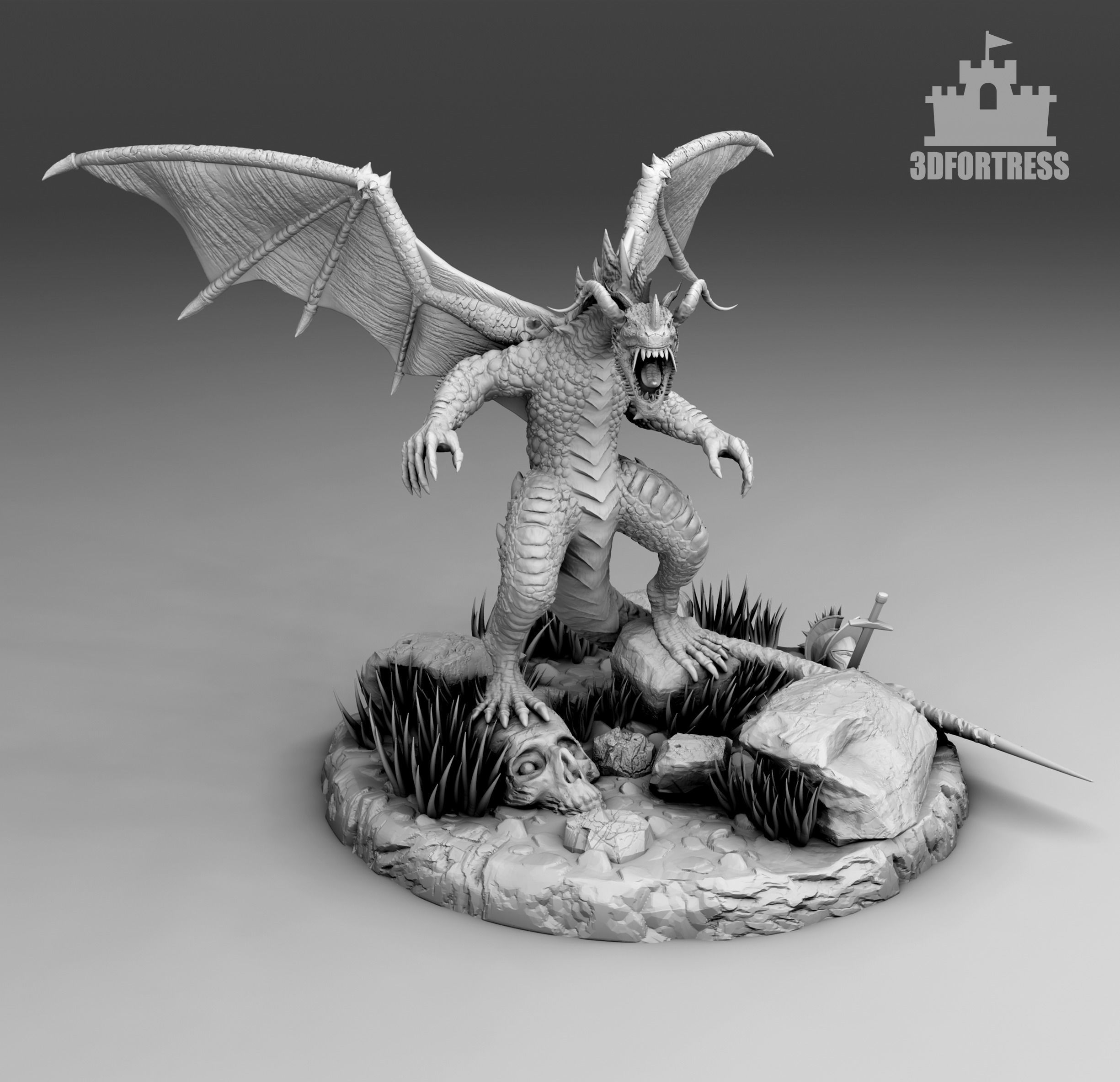 The Dragon in the swamp 3D print model_1