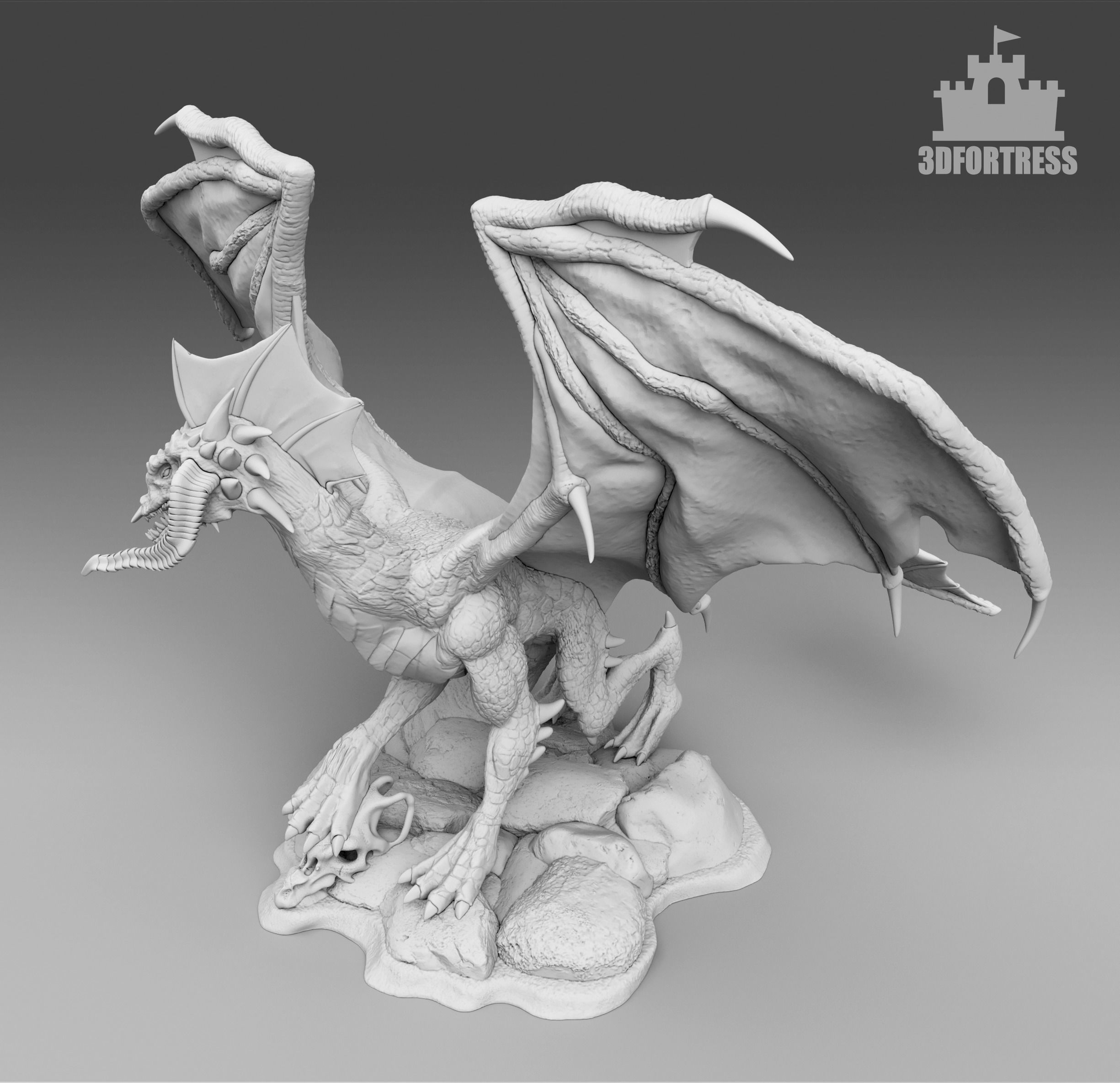 Dragon with ragged wings 3D print model_1
