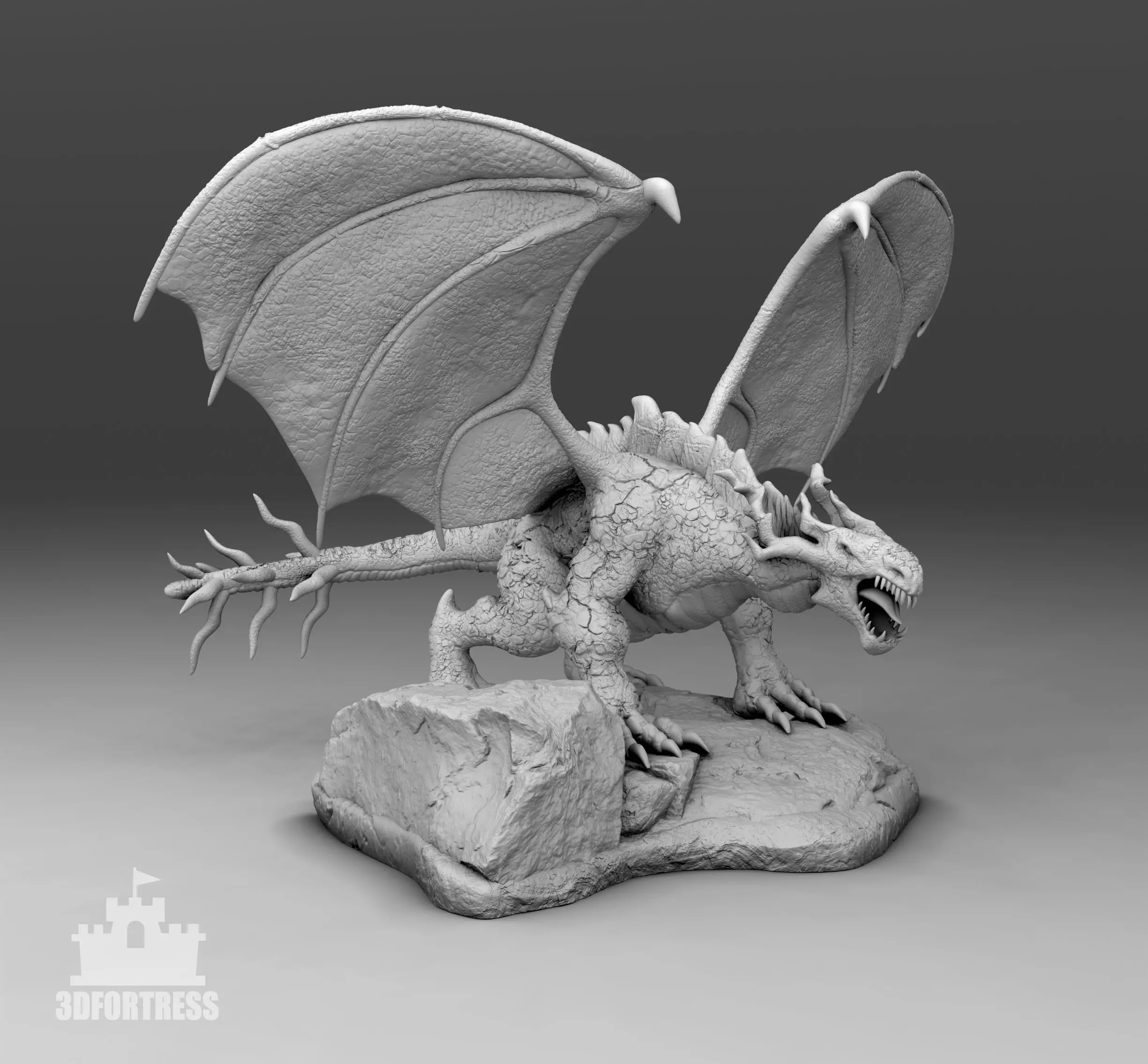 Dragon with a spiked tail 3D print model_0