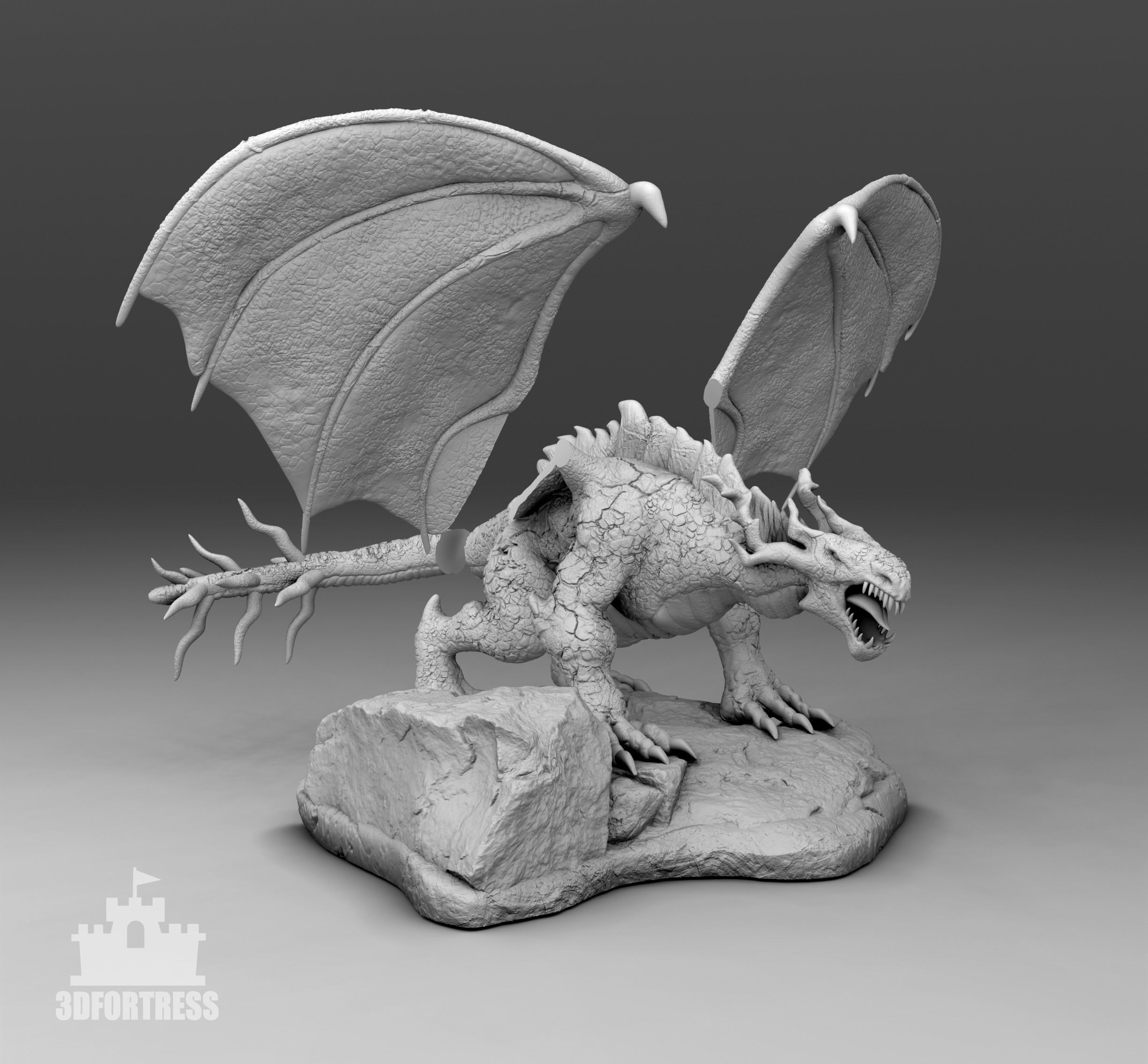 Dragon with a spiked tail 3D print model_3