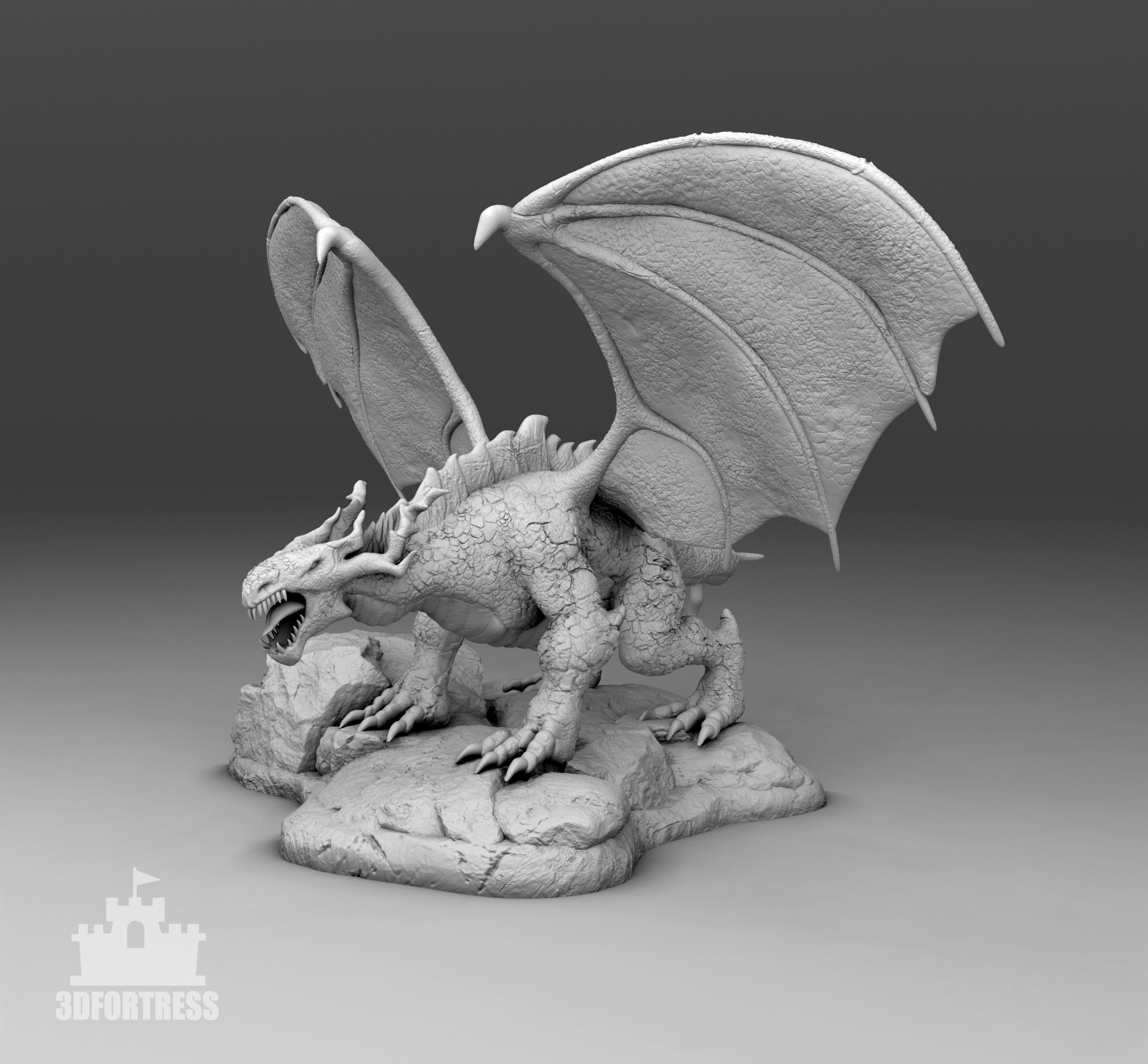 Dragon with a spiked tail 3D print model_1