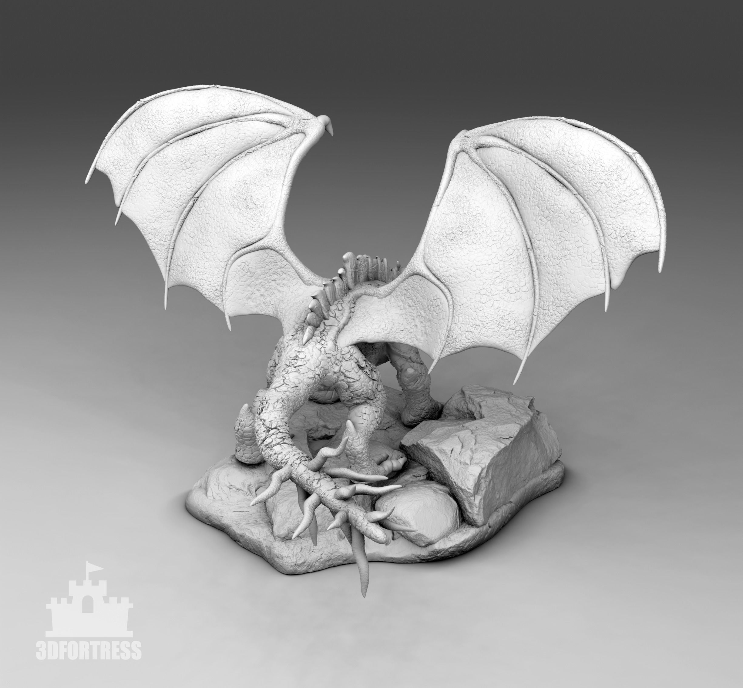 Dragon with a spiked tail 3D print model_2