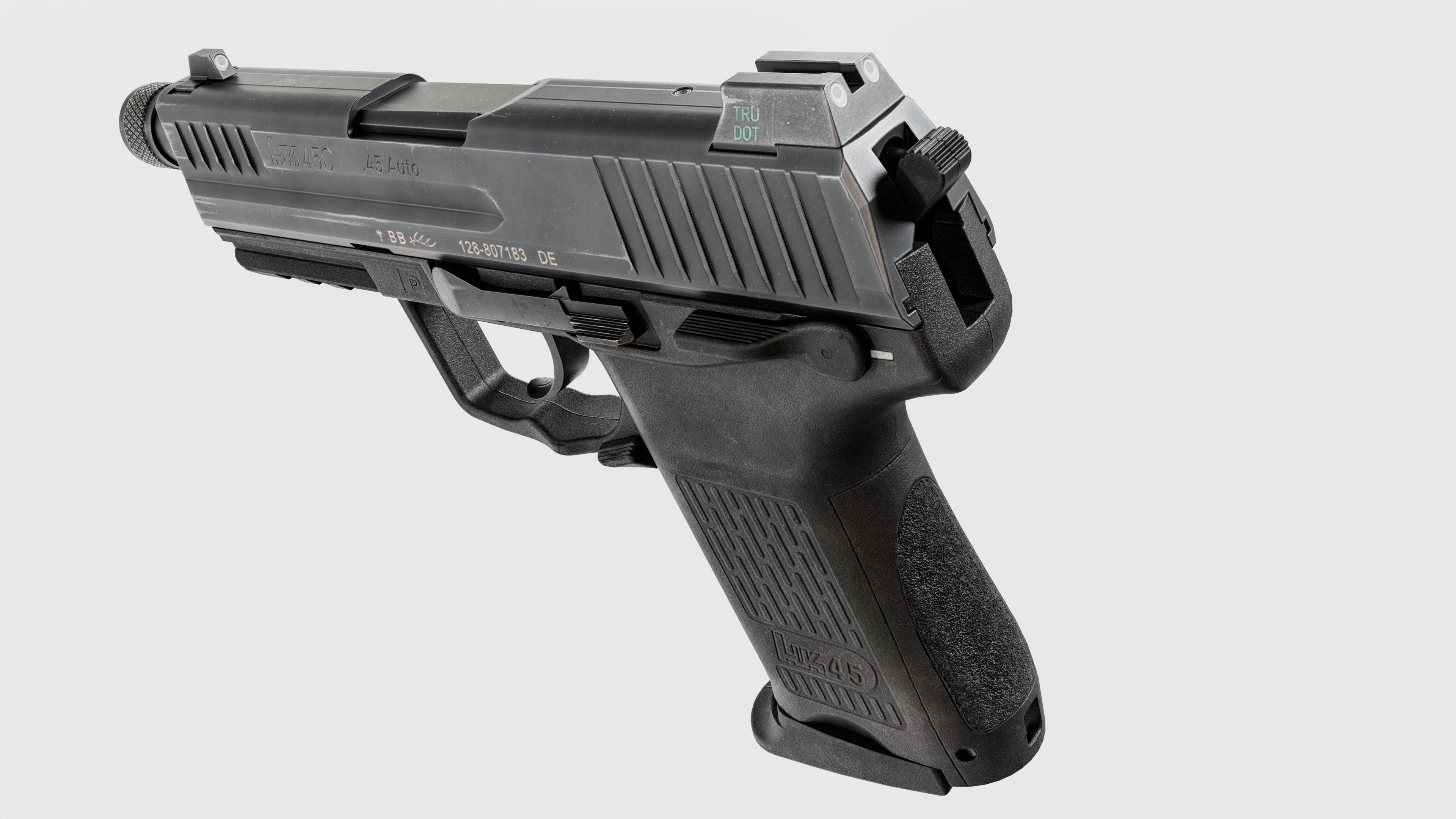 Heckler and Koch HK45 Compact Tactical MK24 45acp Handgun Low-poly 3D model_11