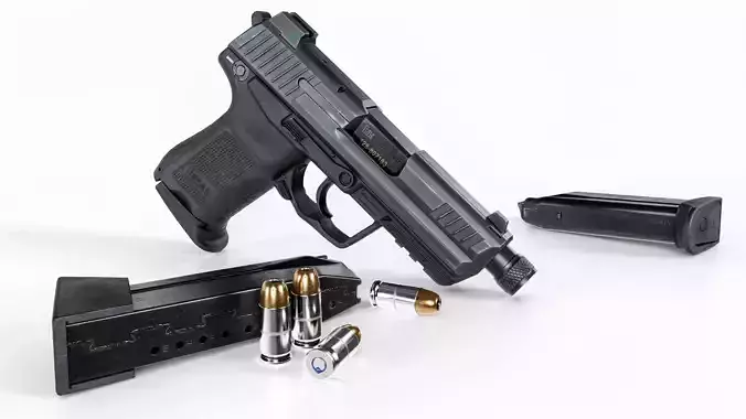Heckler and Koch HK45 Compact Tactical MK24 45acp Handgun Low-poly 3D model