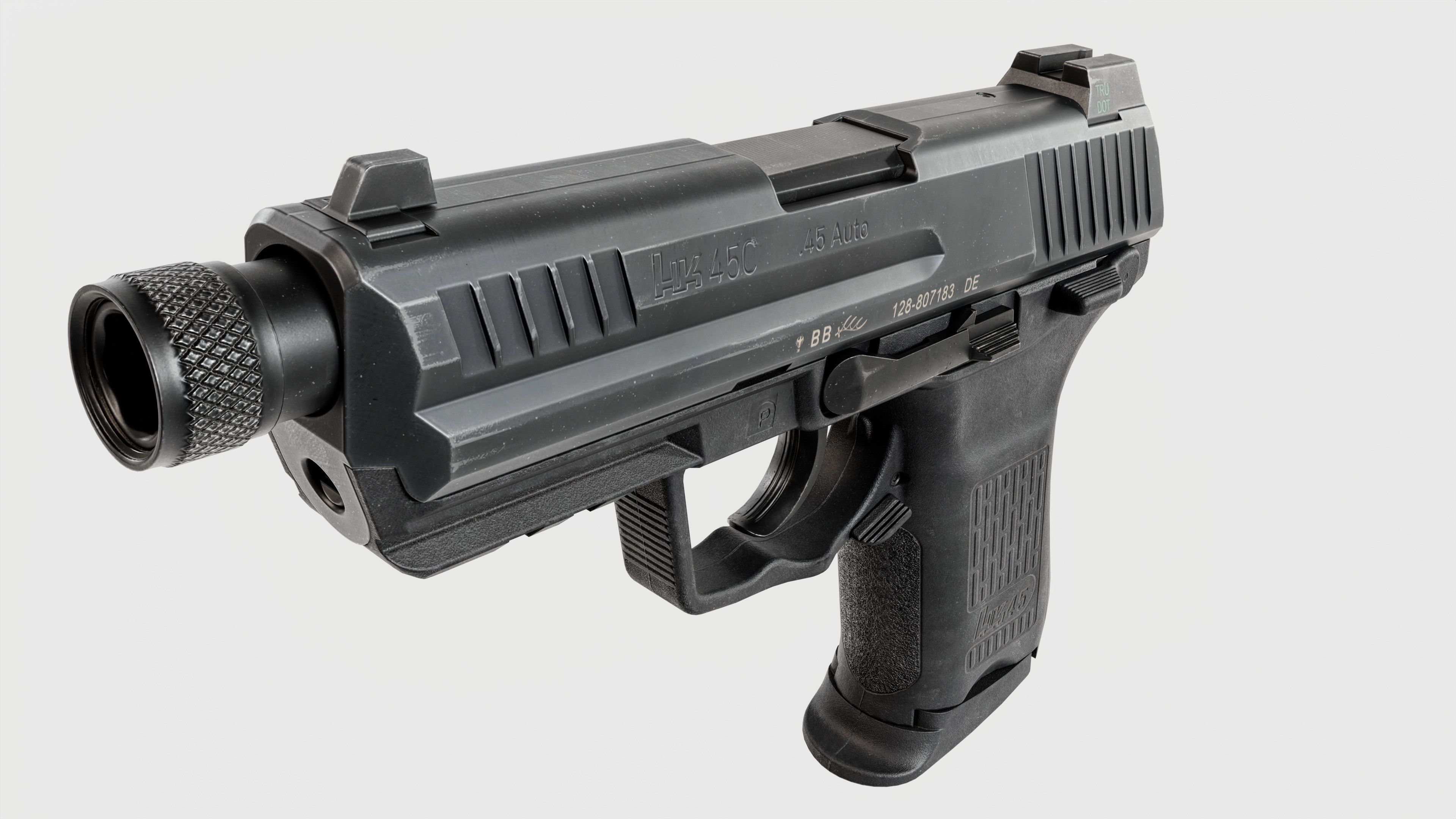 Heckler and Koch HK45 Compact Tactical MK24 45acp Handgun Low-poly 3D model_7