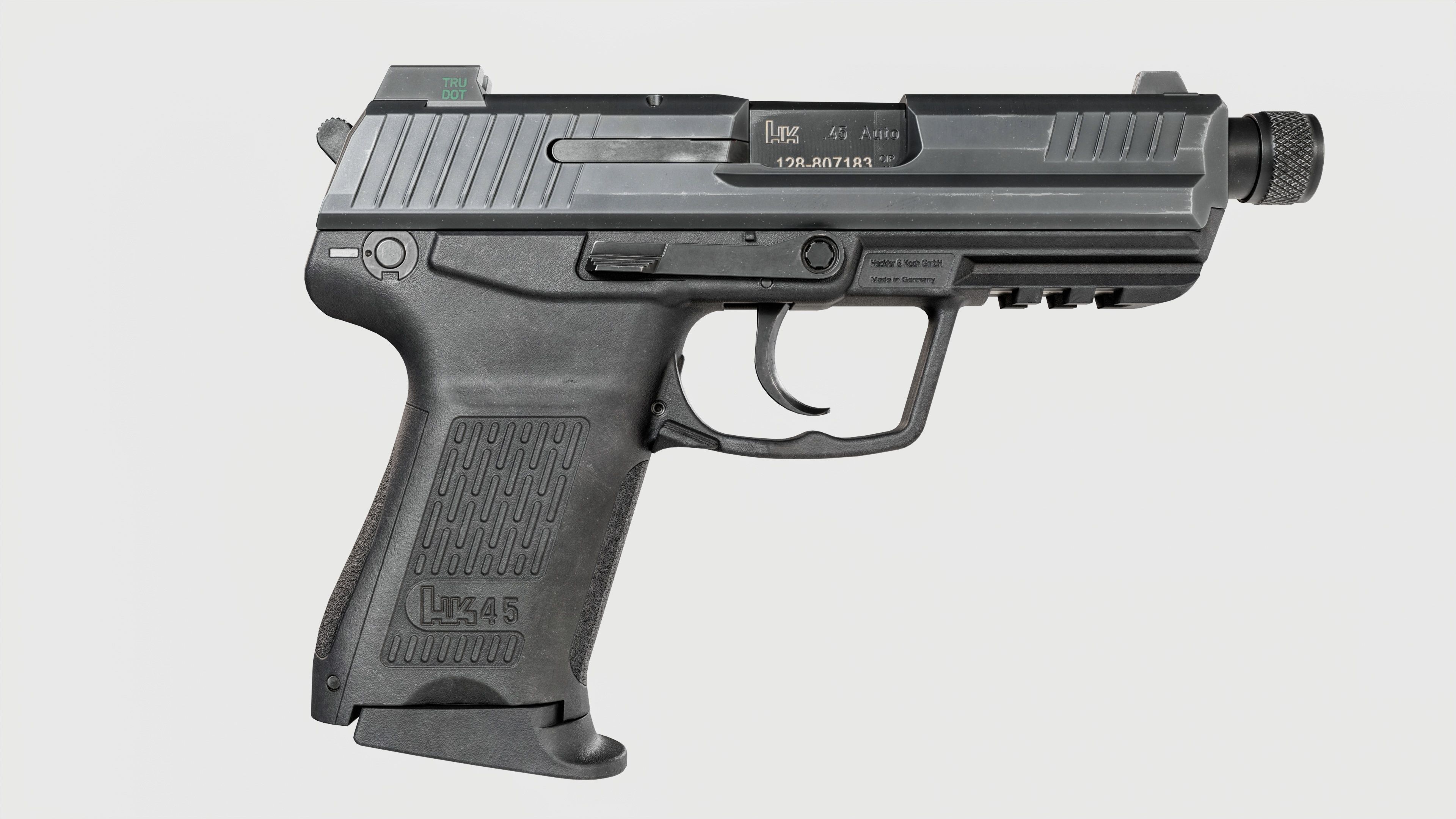 Heckler and Koch HK45 Compact Tactical MK24 45acp Handgun Low-poly 3D model_3