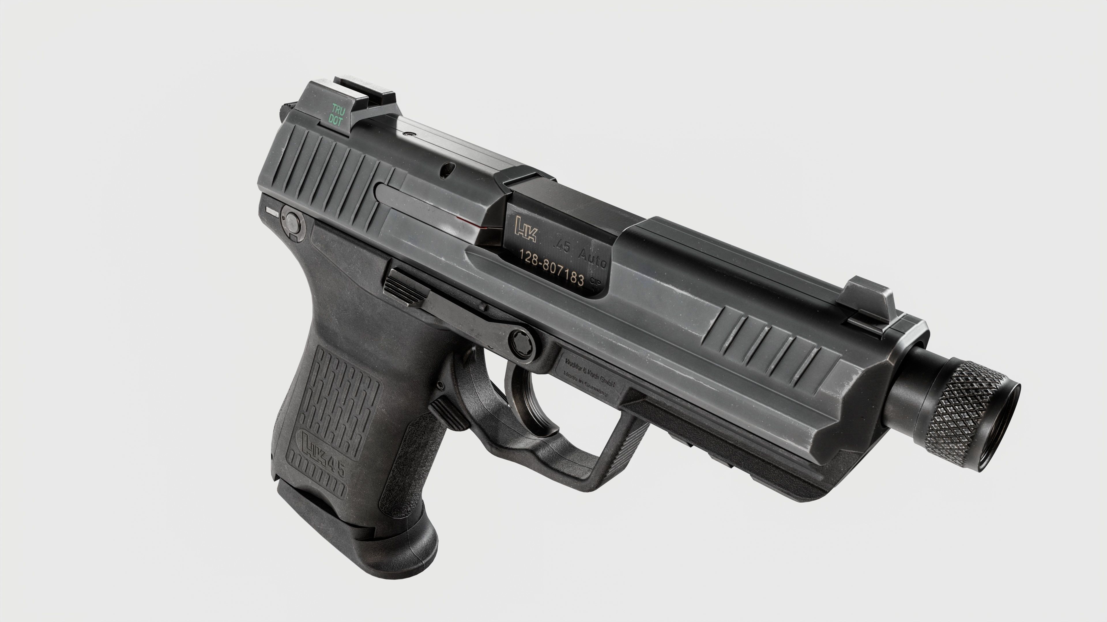 Heckler and Koch HK45 Compact Tactical MK24 45acp Handgun Low-poly 3D model_5