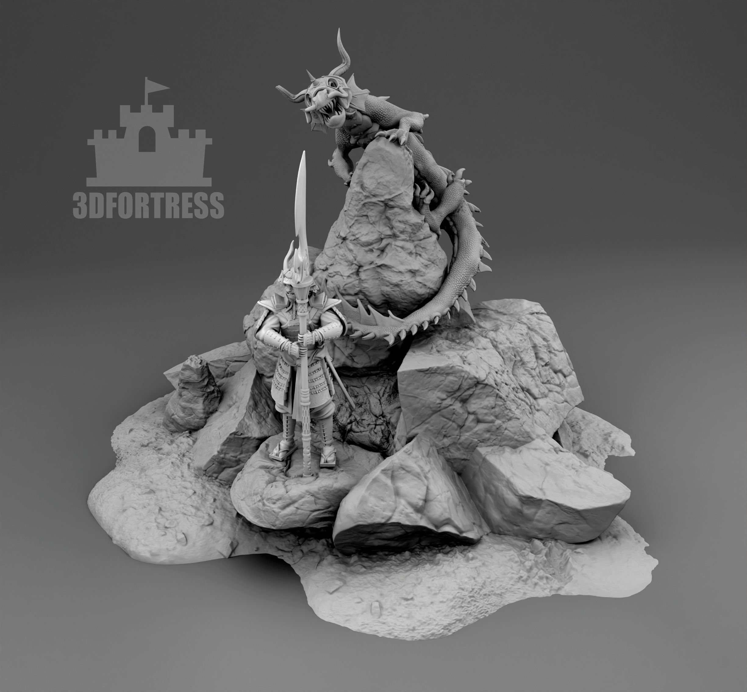 Dragon and Samurai 3D print model_1