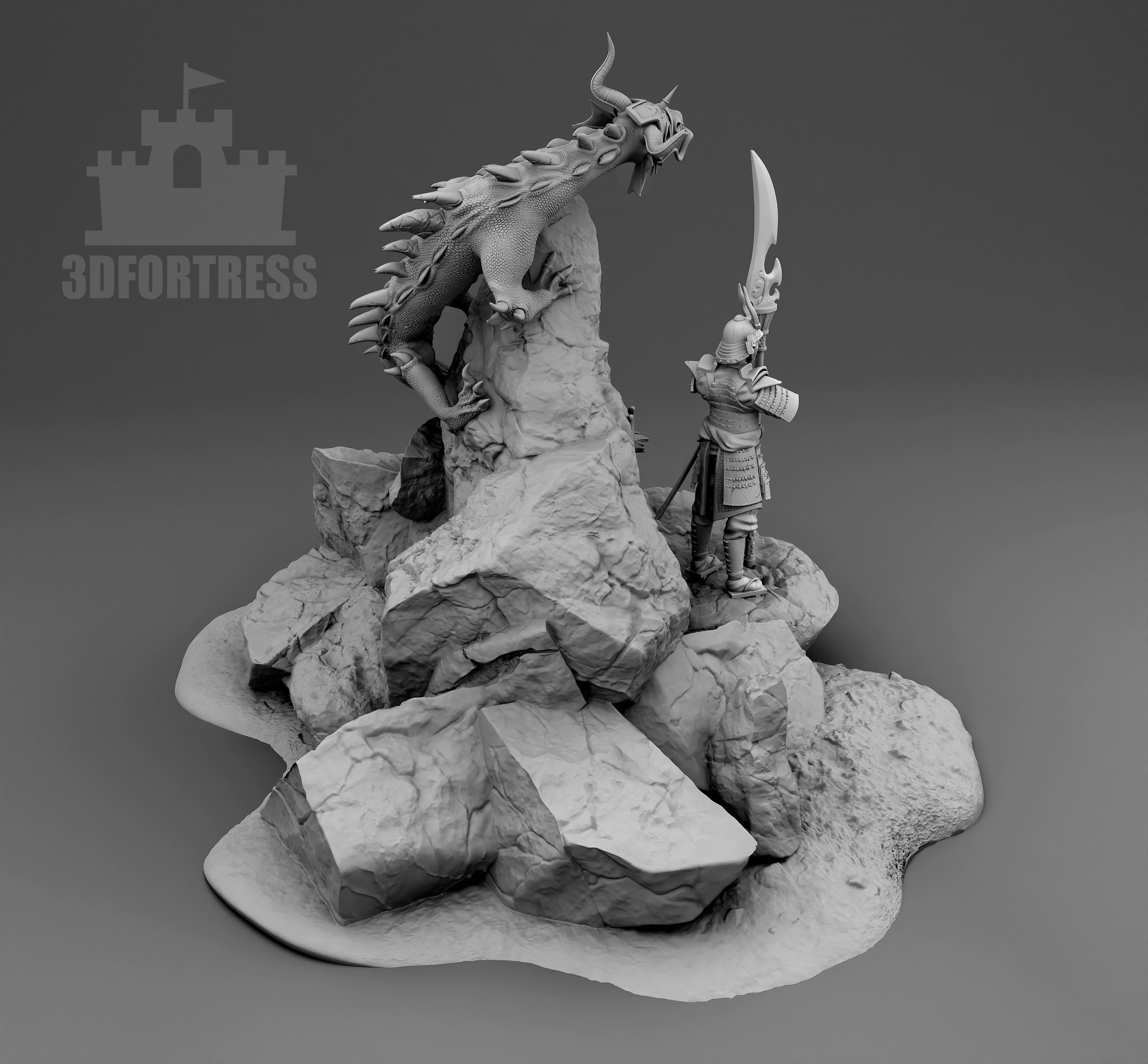 Dragon and Samurai 3D print model_2