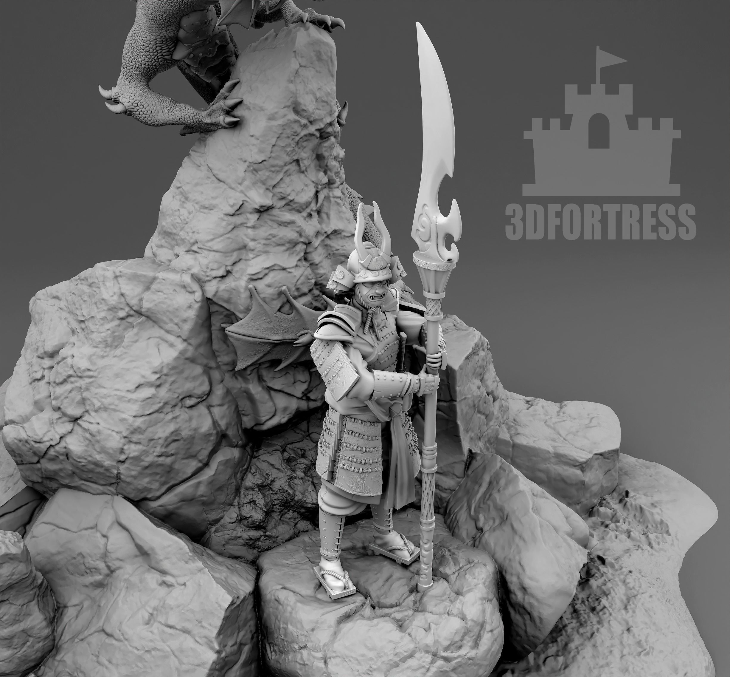 Dragon and Samurai 3D print model_3