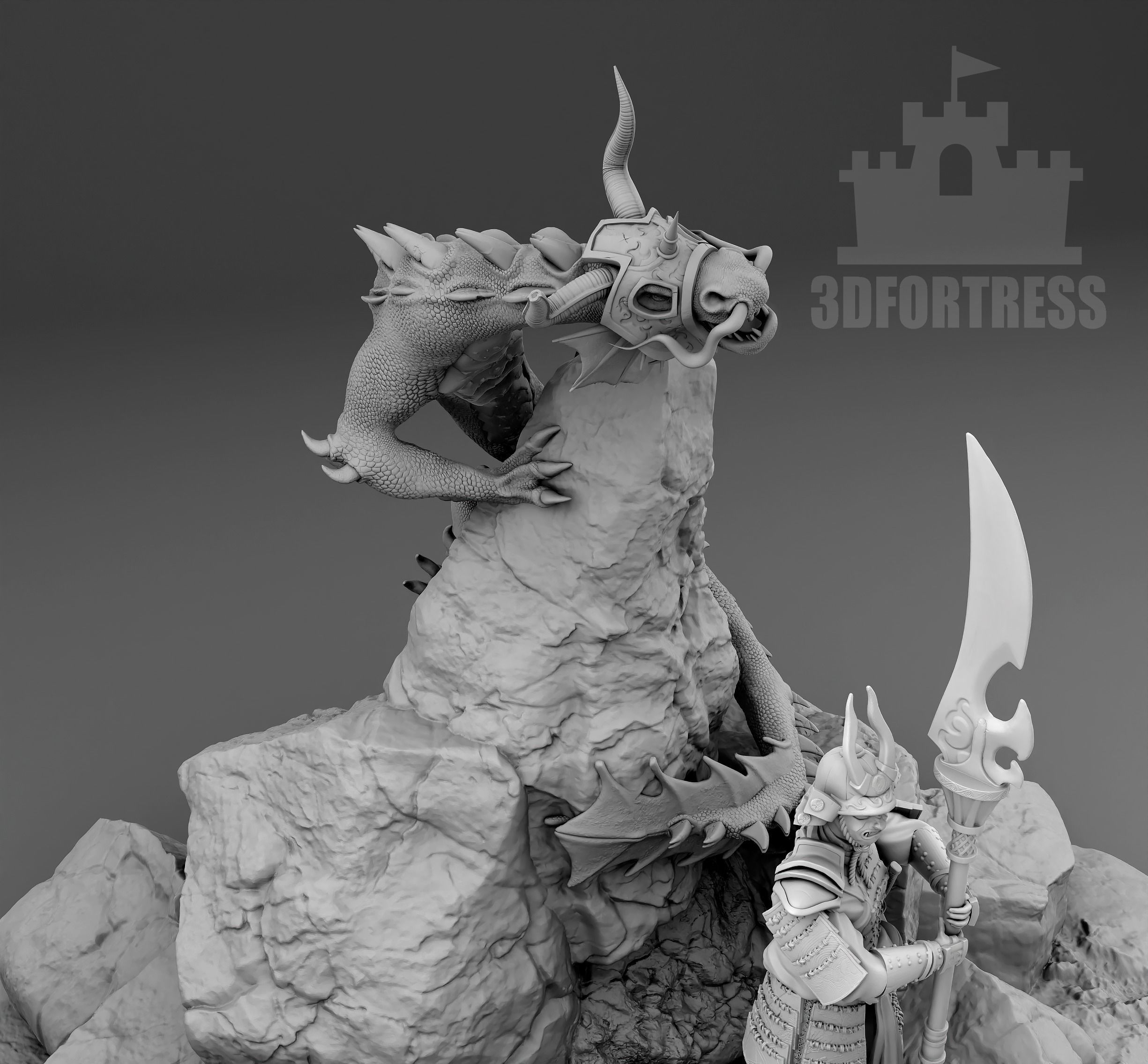 Dragon and Samurai 3D print model_4