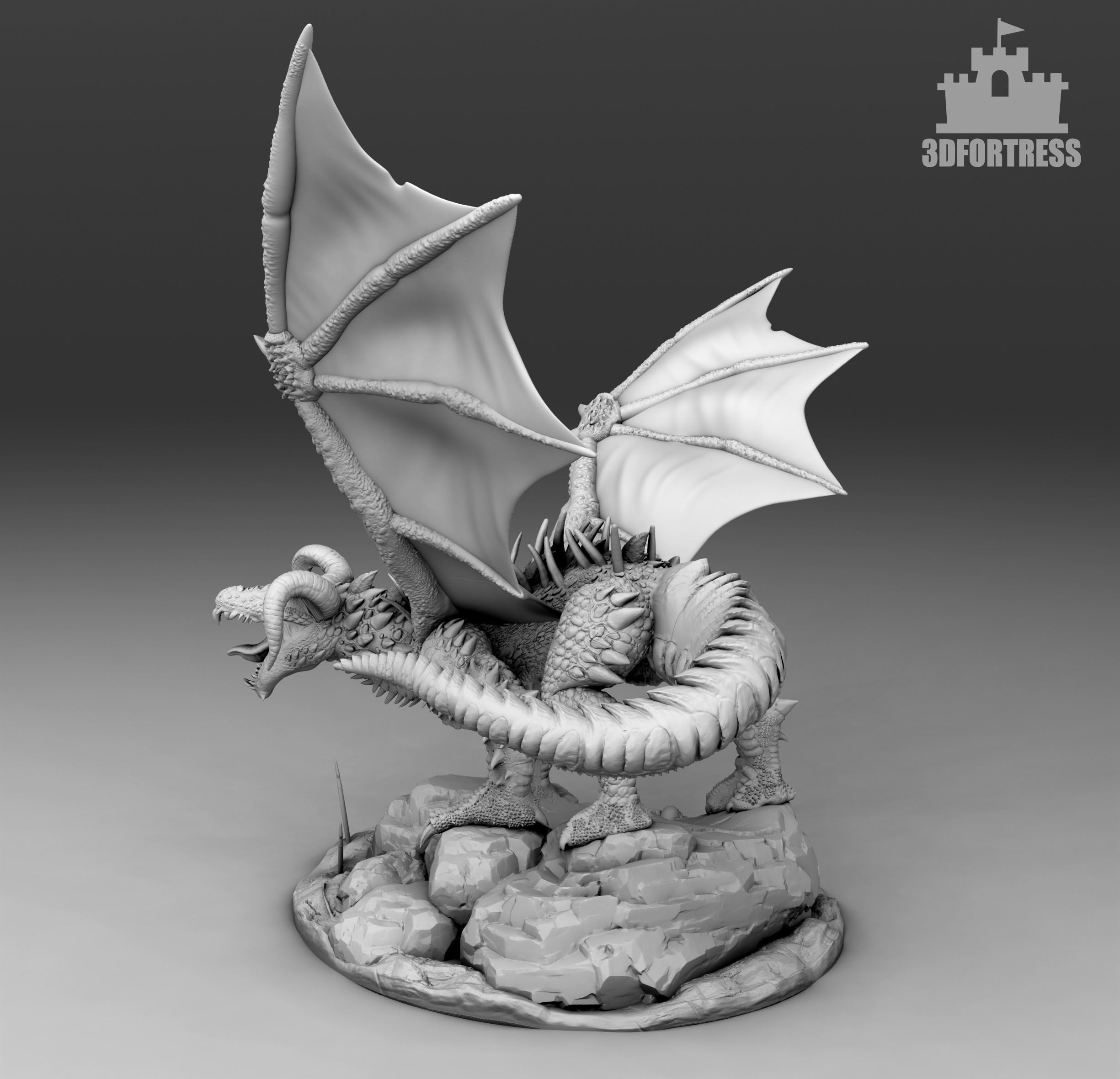 An evil dragon with spikes 3D print model_1