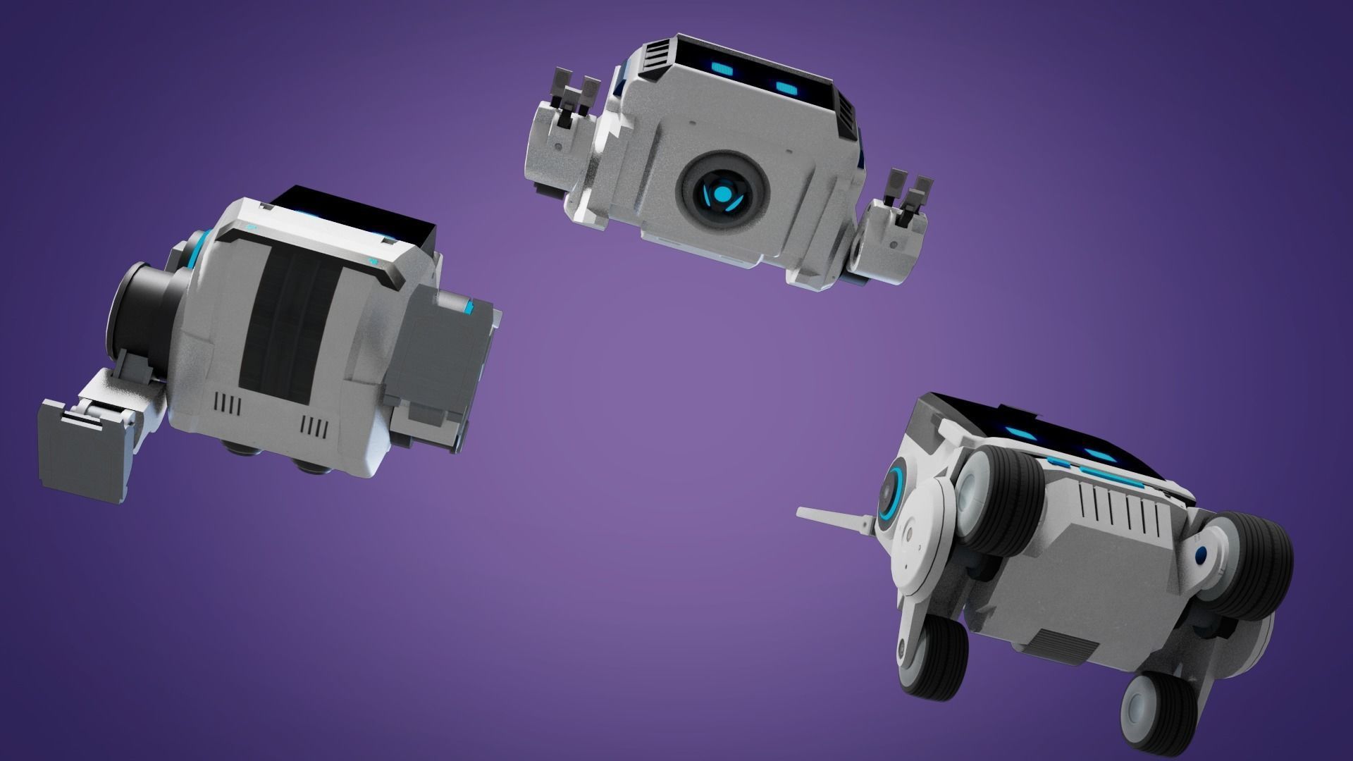 Cute Robots Low-poly 3D model_4