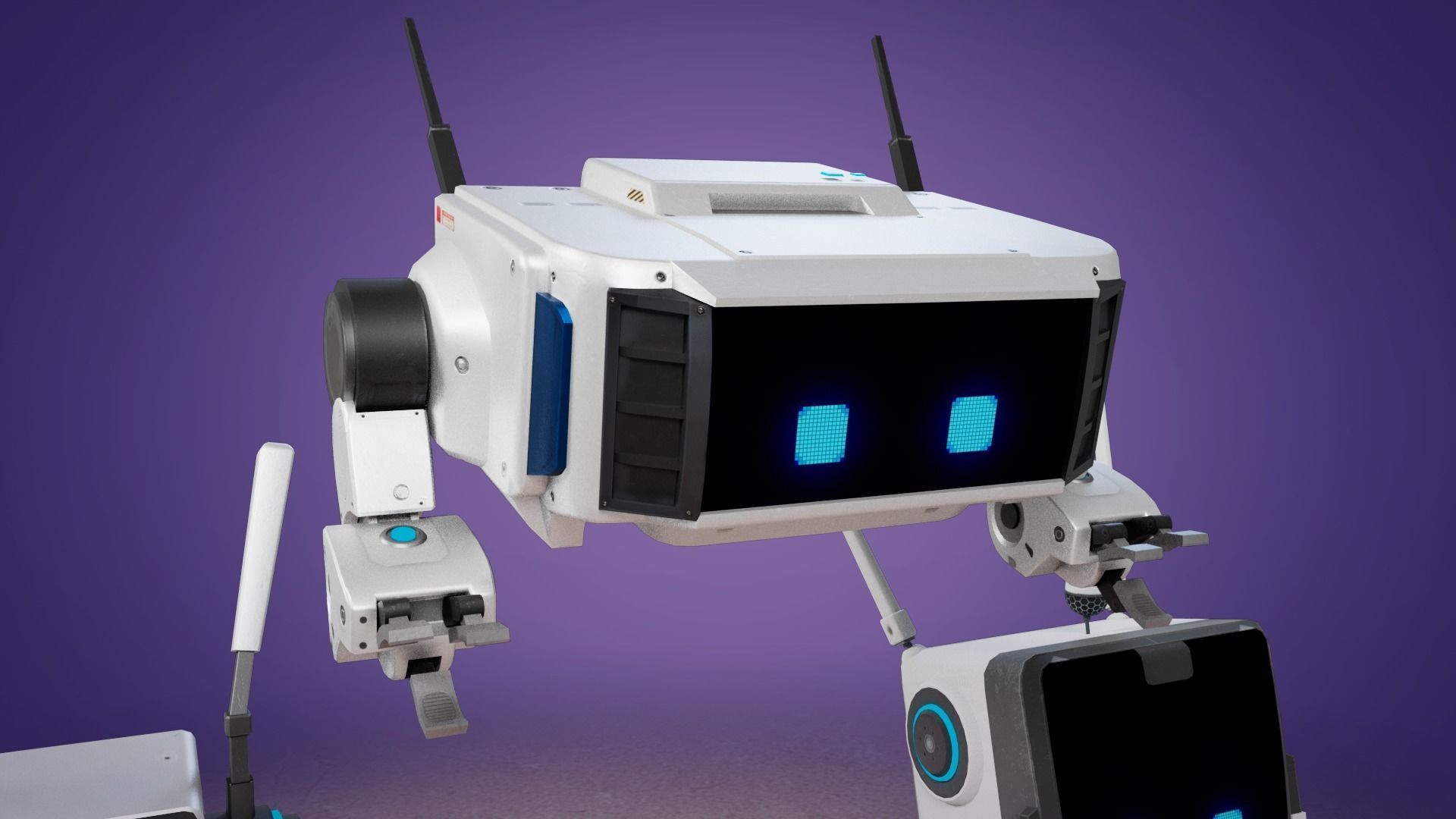 Cute Robots Low-poly 3D model_6