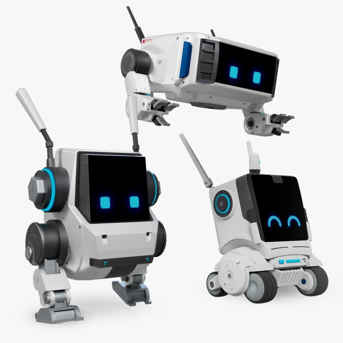 Cute Robots Low-poly 3D model_9