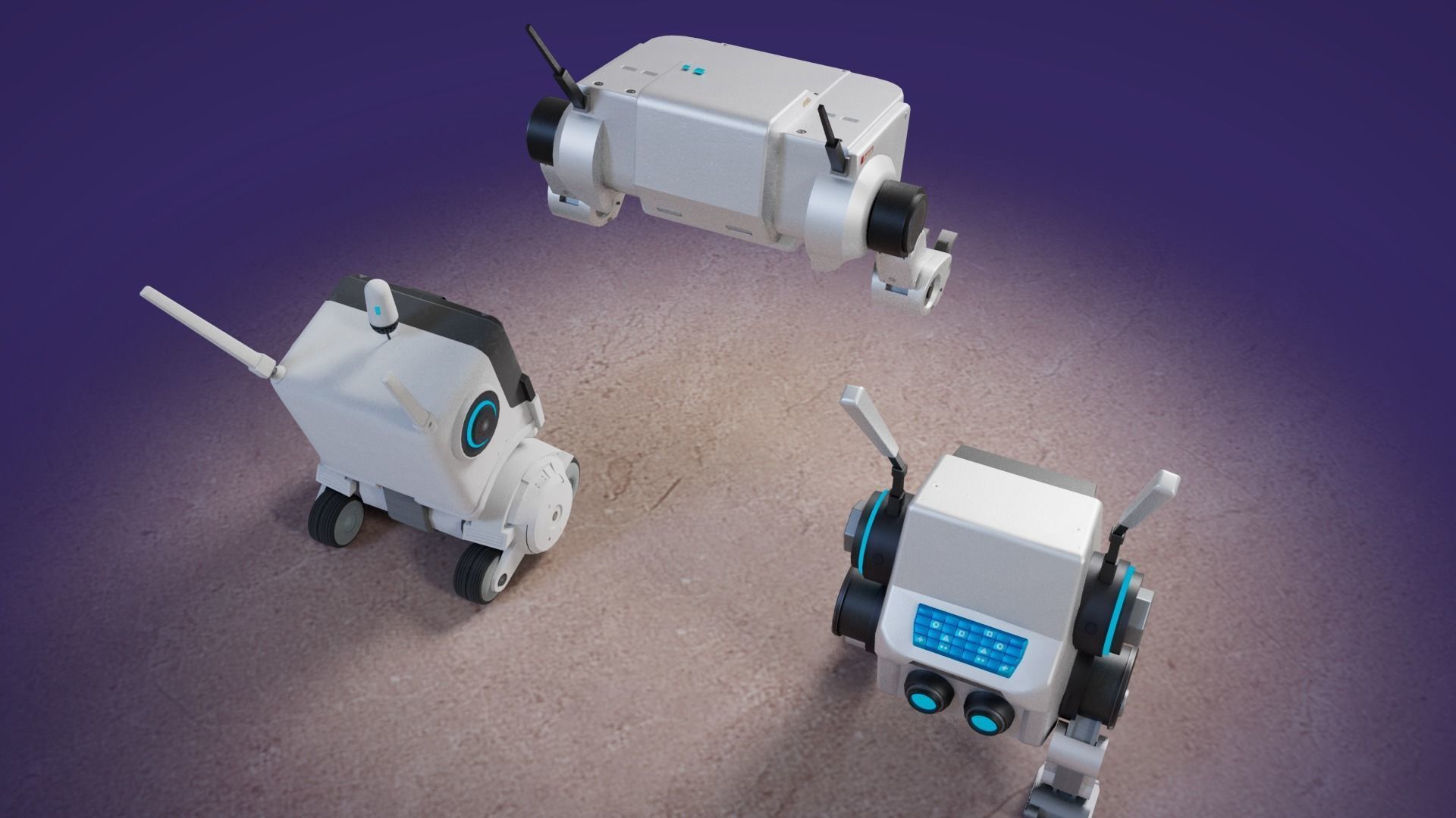 Cute Robots Low-poly 3D model_7