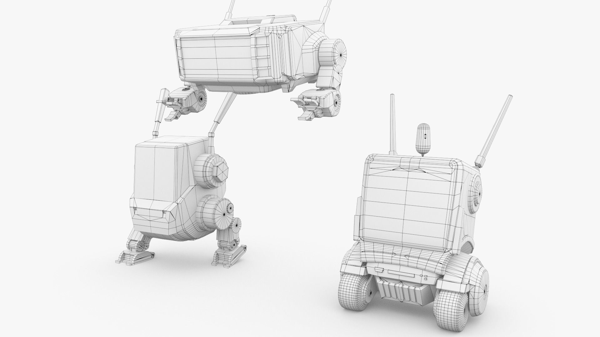 Cute Robots Low-poly 3D model_12