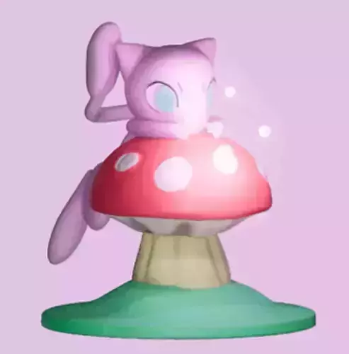 Pokemon - Mew on mushroom 