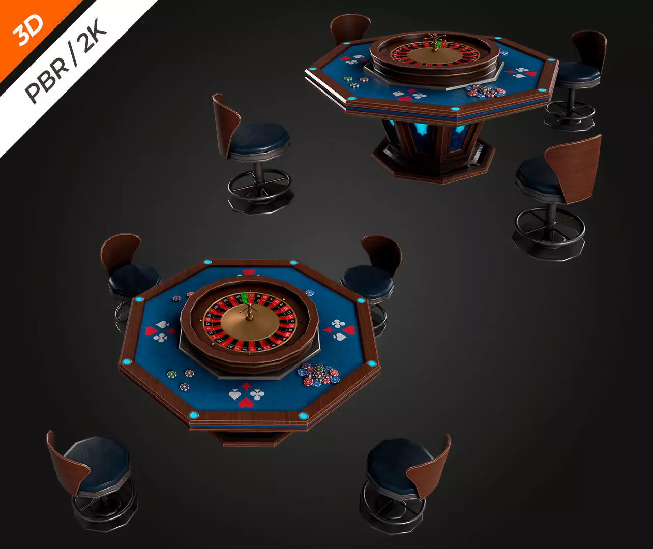 Roulette Table Low-poly 3D model_2