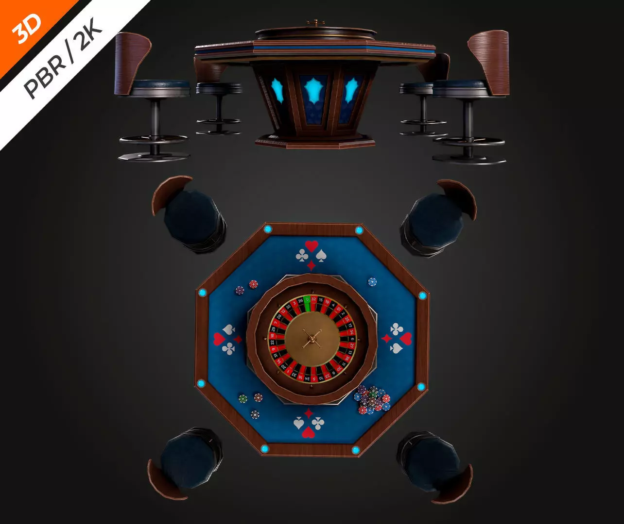 Roulette Table Low-poly 3D model_7