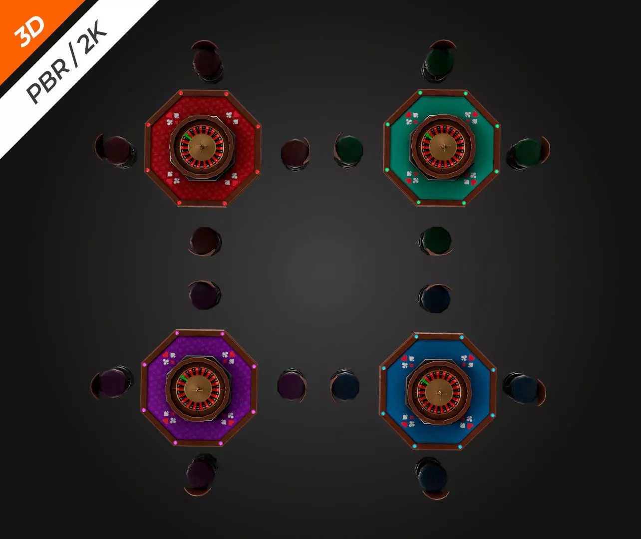Roulette Table Low-poly 3D model_11