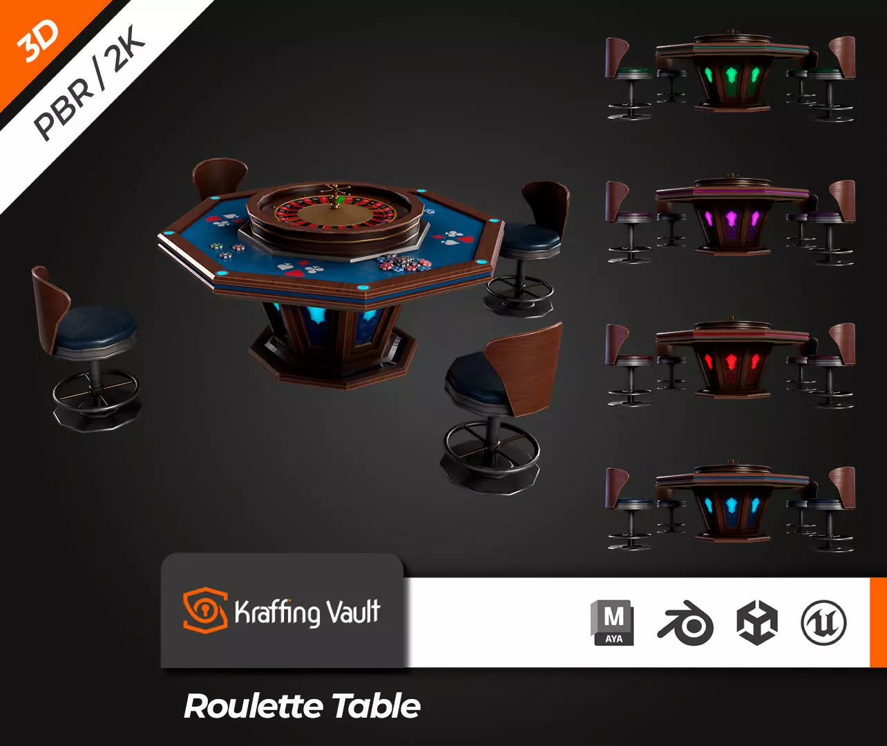 Roulette Table Low-poly 3D model_0