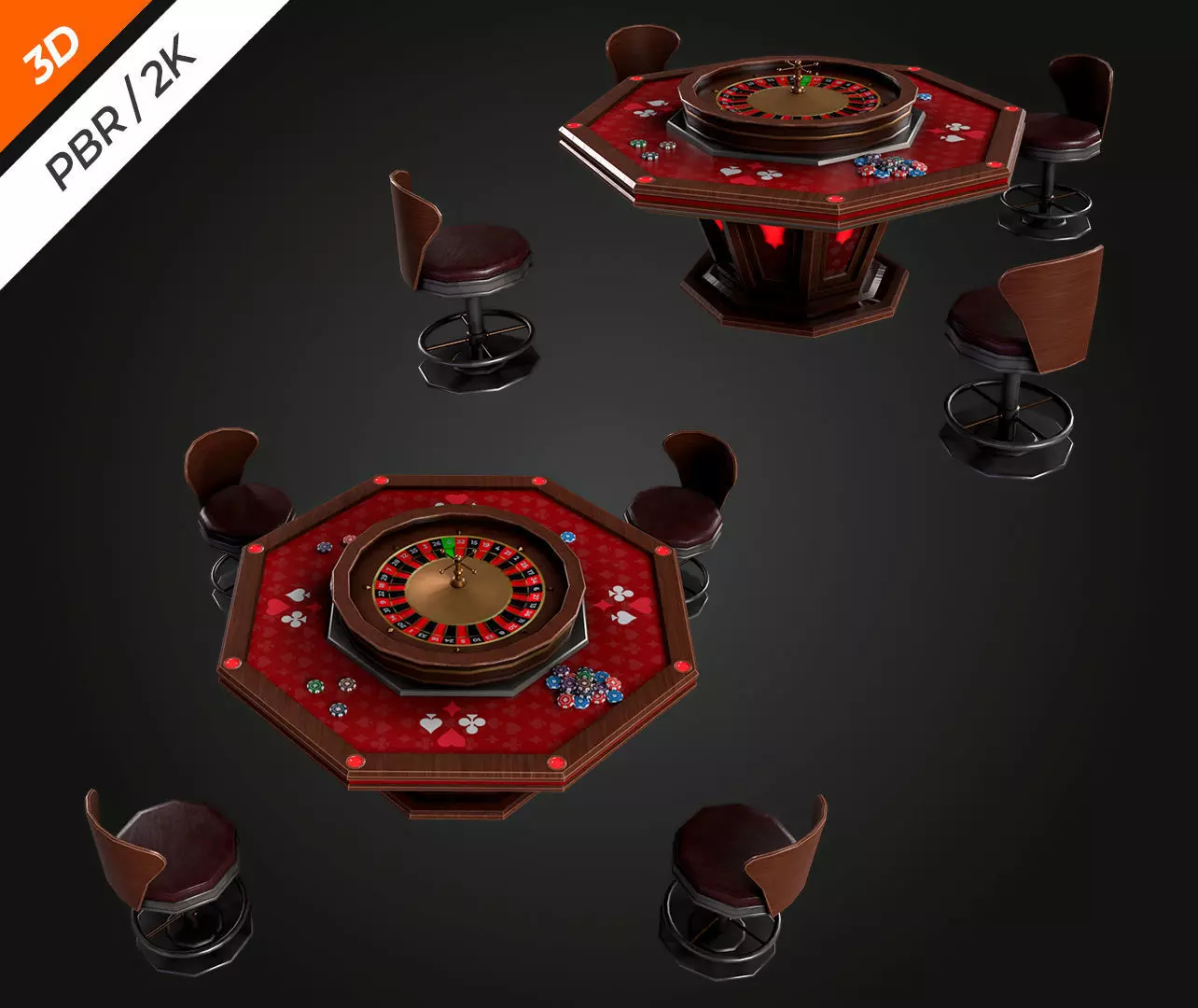 Roulette Table Low-poly 3D model_5