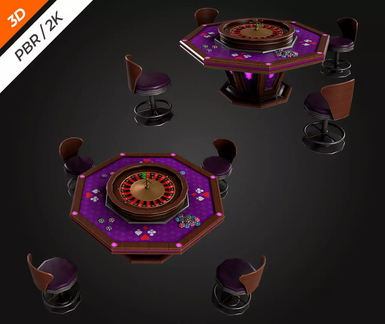 Roulette Table Low-poly 3D model_4