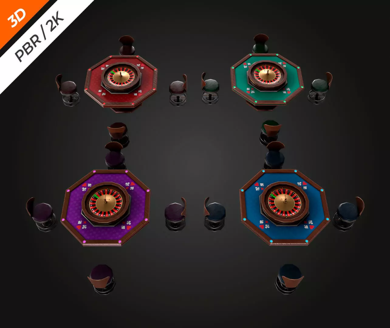 Roulette Table Low-poly 3D model_10