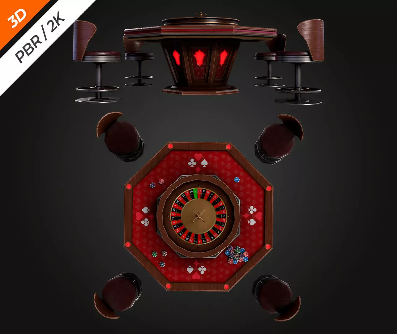 Roulette Table Low-poly 3D model_9