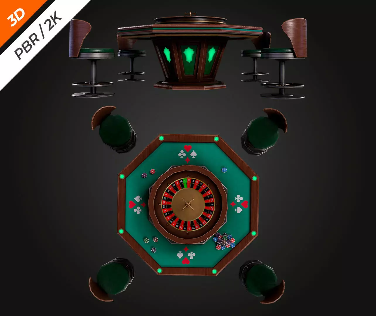 Roulette Table Low-poly 3D model_6