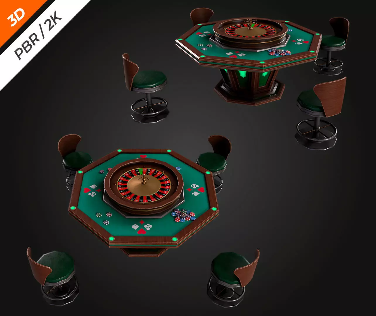 Roulette Table Low-poly 3D model_3