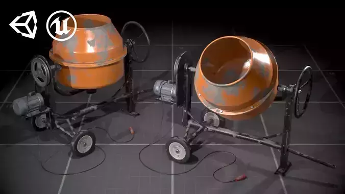 Used Concrete Mixer Low-poly 3D model