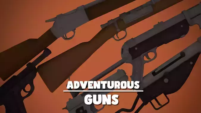 Adventurous - WW2 Guns - Volume 1 - Rigged and Animated Low-poly 3D model