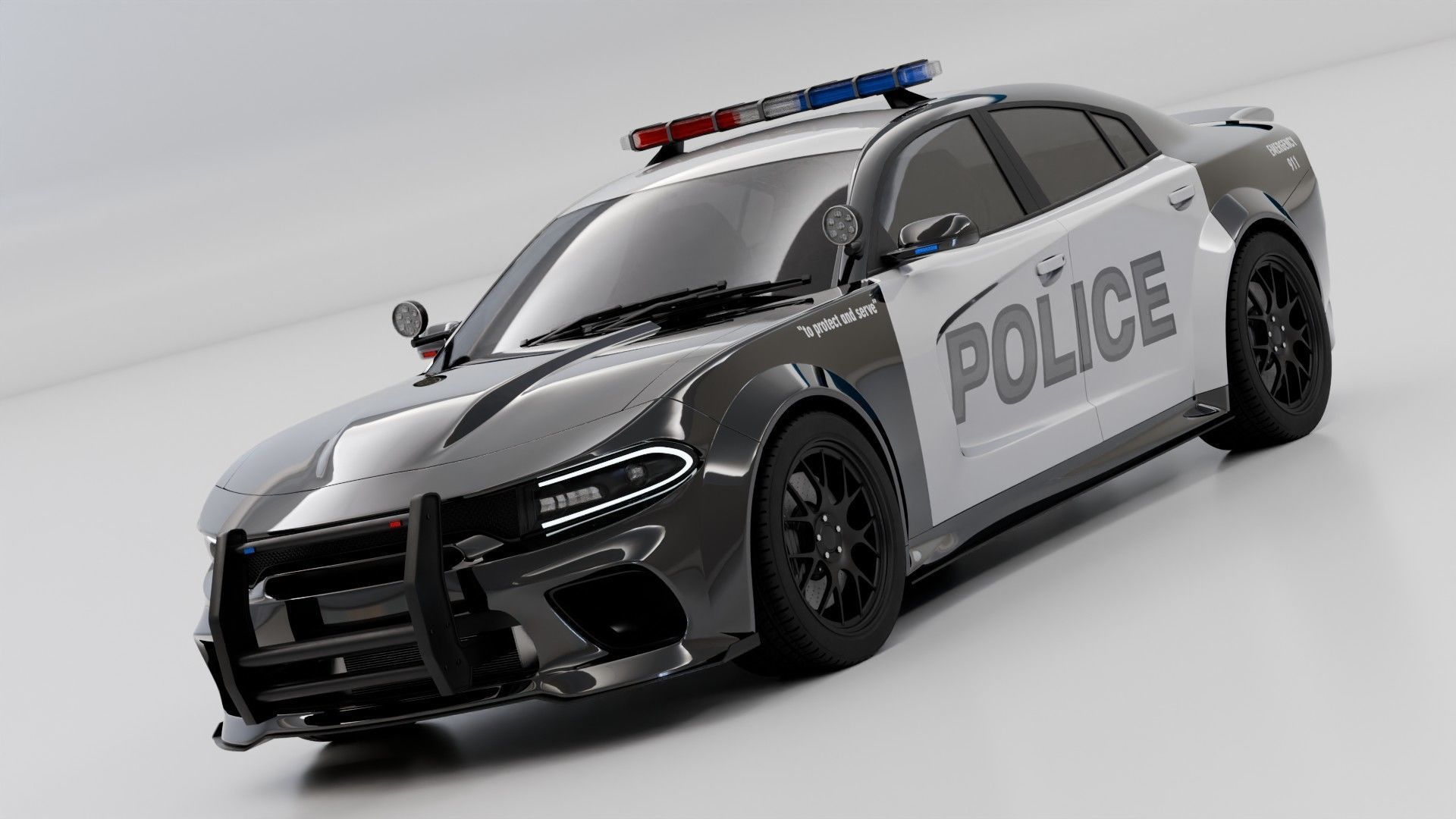 Dodge Charger Police Car 3D model_7