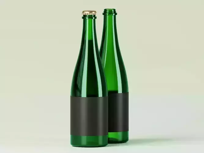 Champagne Bottle 3D Model Low-poly 3D model