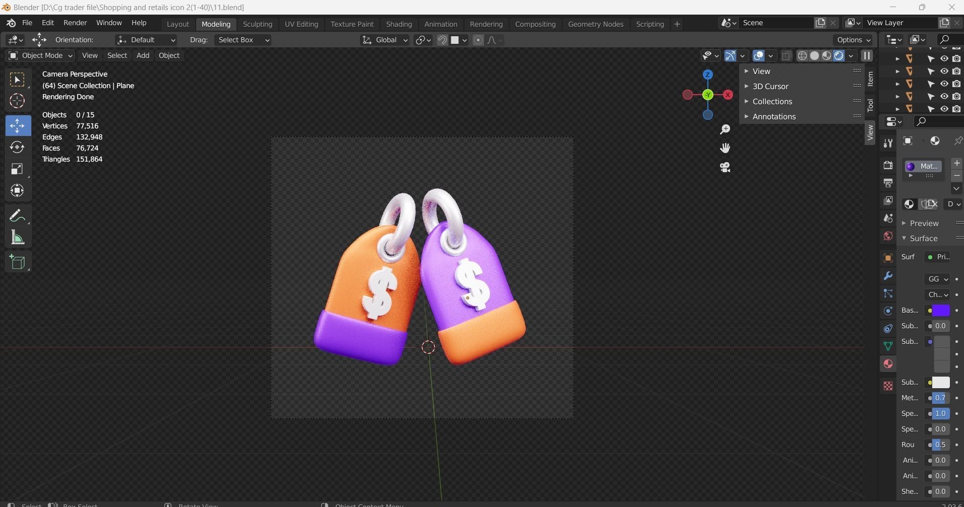 Shopping and Retails 3d Illustration  Icon Pack 3D model_27