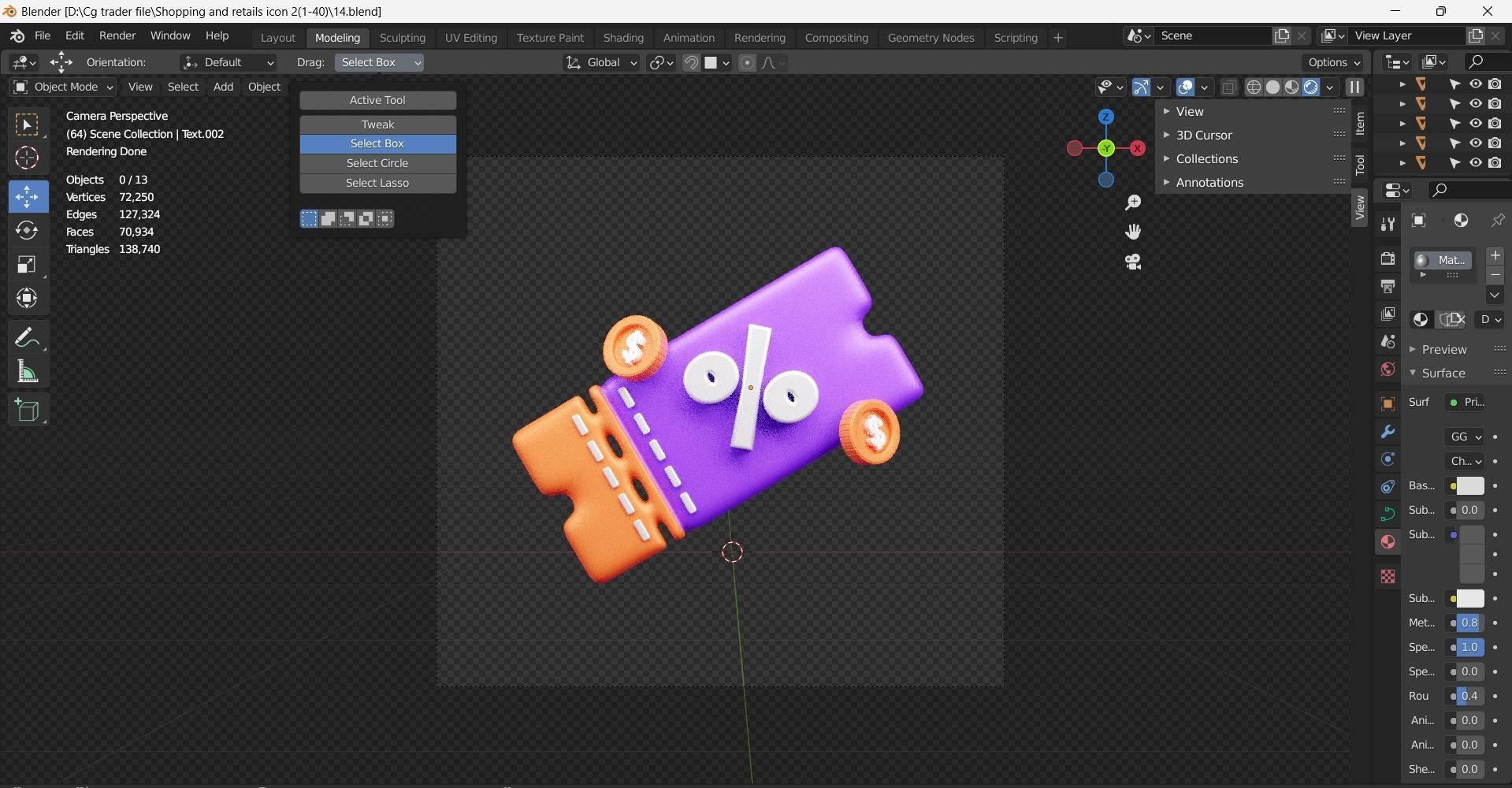 Shopping and Retails 3d Illustration  Icon Pack 3D model_33