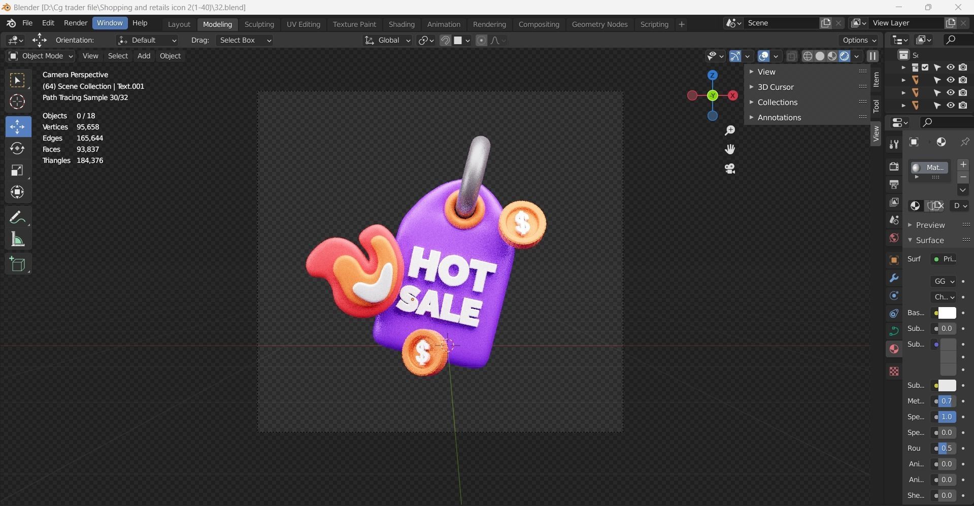Shopping and Retails 3d Illustration  Icon Pack 3D model_69